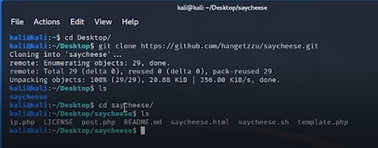 instalación saycheese kali linux